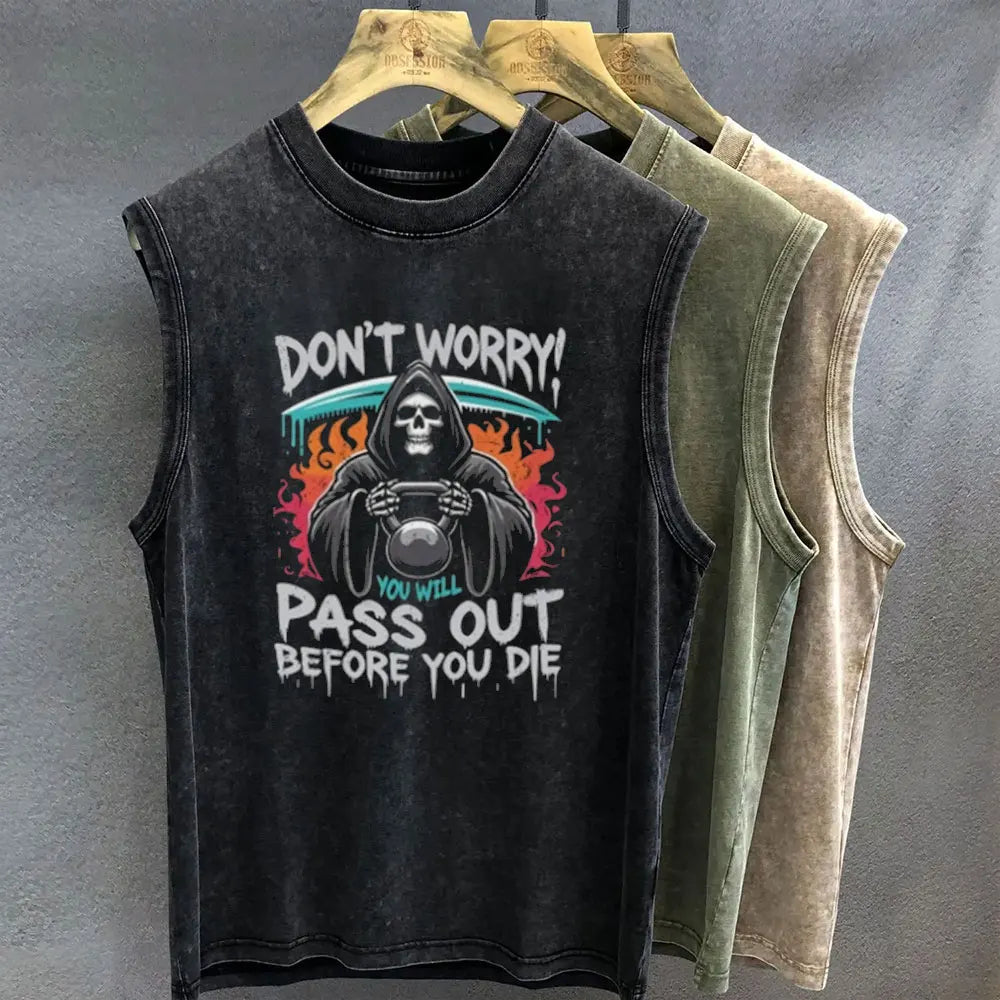 Oversized Vintage Washed Muscle Duck Cartoon Tank Top - Unisex Y2K Gym Sleeveless Vest