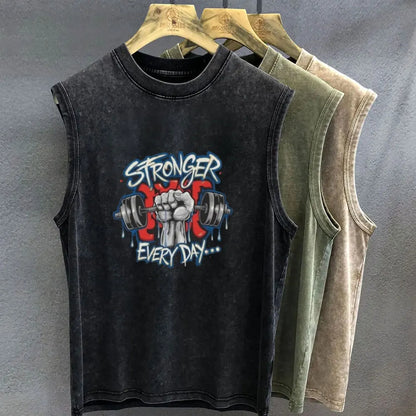 Oversized Vintage Washed Muscle Duck Cartoon Tank Top - Unisex Y2K Gym Sleeveless Vest